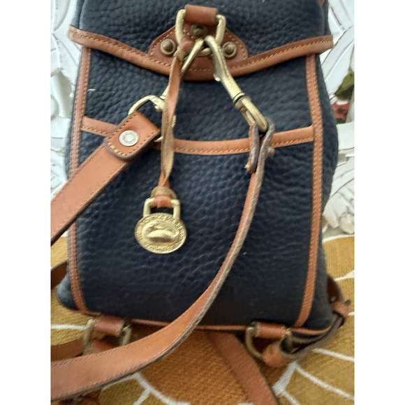 Vintage 90s Dooney & And Bourke Canyon Pebble Leather‎ Navy & Brown Backpack Y2K main image 8